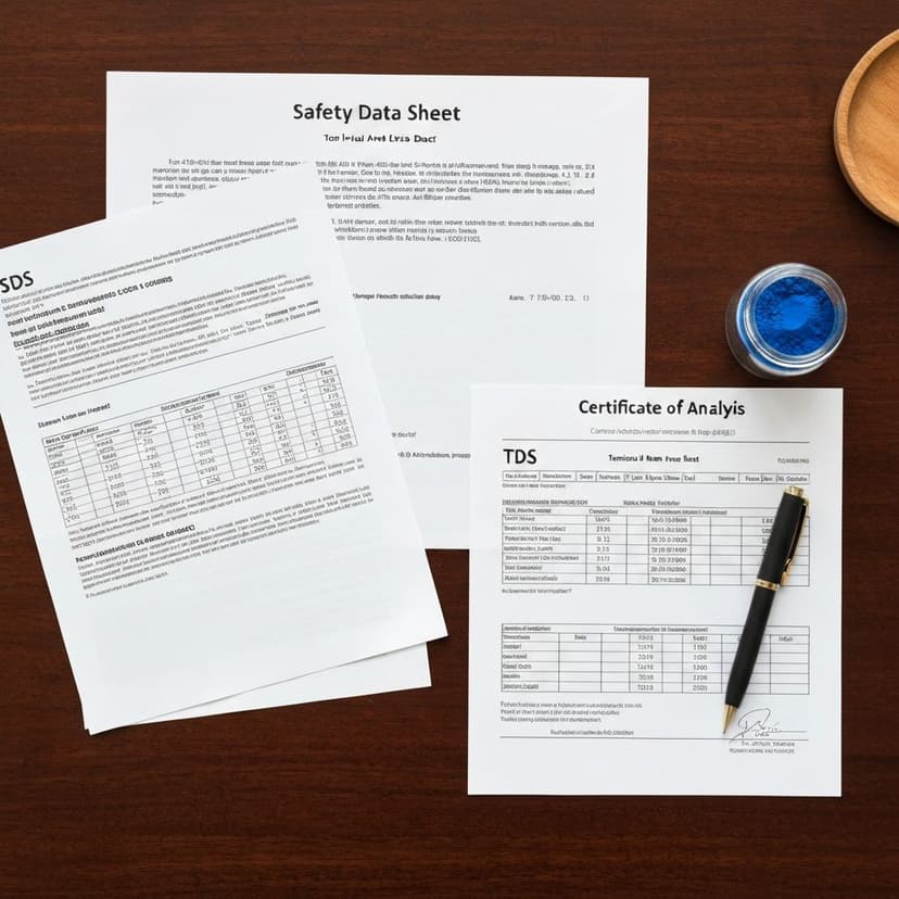 Technical documents including SDS, TDS, and Certificate of Analysis